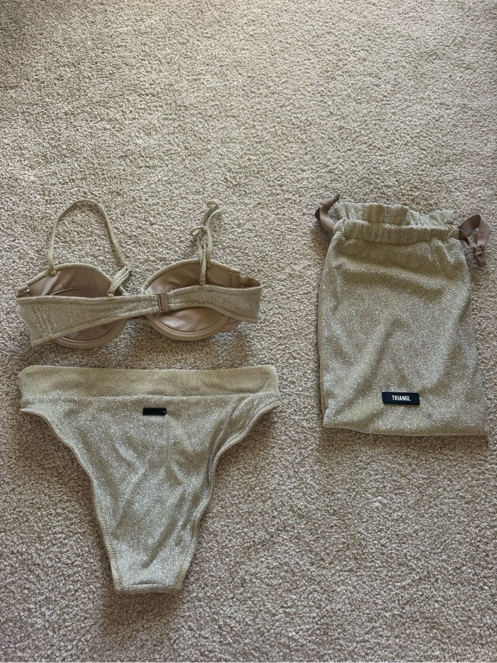 triangl swimwear Metallic Gold Bikini Set with Pouch